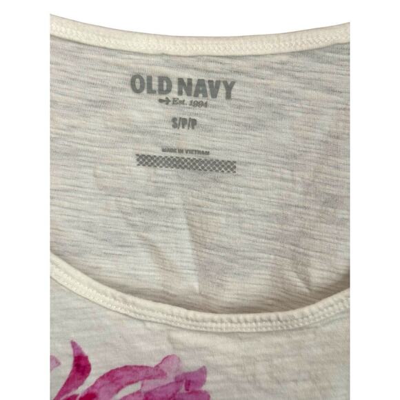Old Navy White Floral Tank Top | Sleeveless Hi-Low Hem | Size Small S/P - Picture 5 of 5